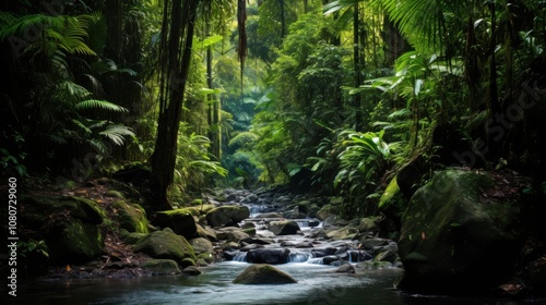 Lush Tropical Rainforest Stream