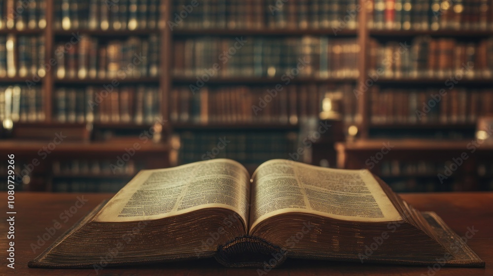 Obraz premium Open Book in a Library