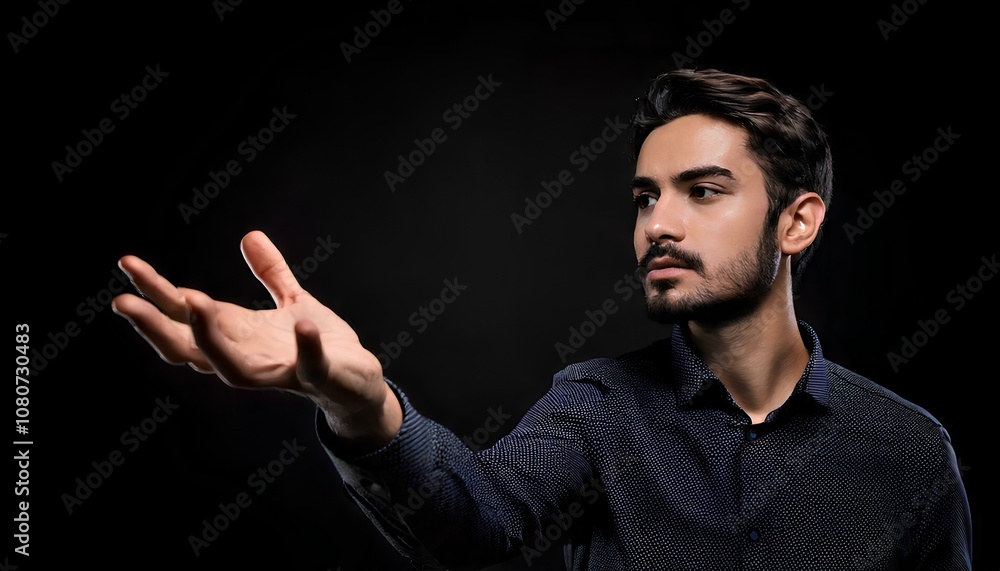 An open hand facing up, illuminated in soft lighting, with a dark background. This gesture is similar to an offering or a contemplative pose An open hand facing up, illuminated in soft lighting, with a dark background. This gesture is similar to an offering or a contemplative pose