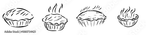 A cartoon illustration of a pie in modern style