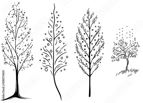Christmas tree doodle sketch hygge cozy element