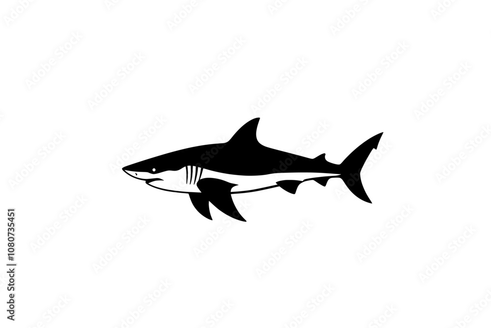 Fototapeta premium Clean lines and geometric shapes give this shark illustration a contemporary vibe