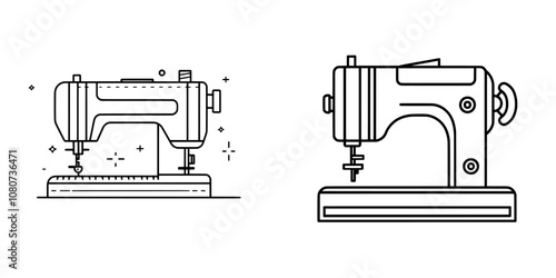 Isolated contour symbol of a serger machine dressmaking fashion line. Modern style dressmaking fashion line icon.