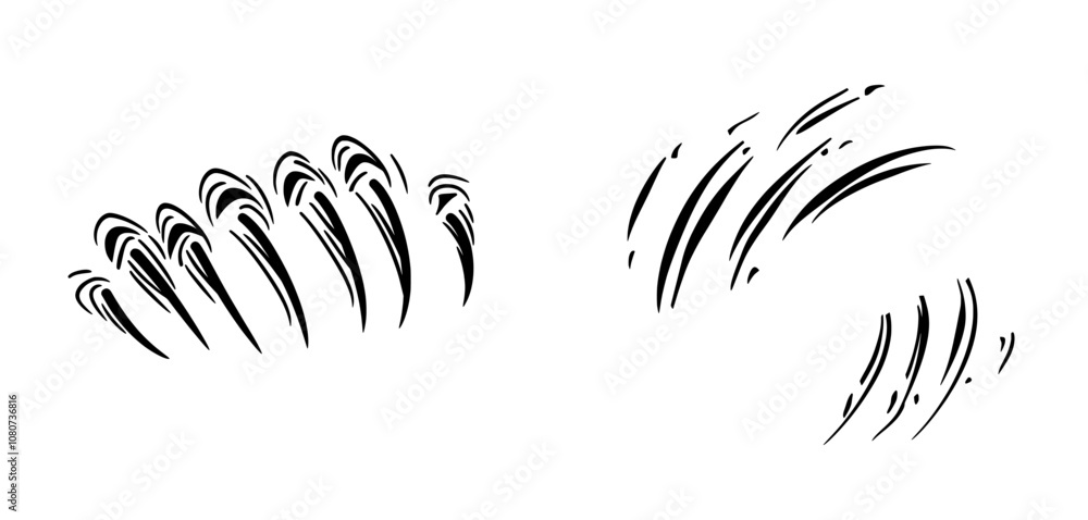 An animal monster mark with claws scratched on it. Halloween tattoo and decor element. Black modern silhouette. An animal monster mark with claws scratched on it. Halloween tattoo and decor element. Black modern silhouette.