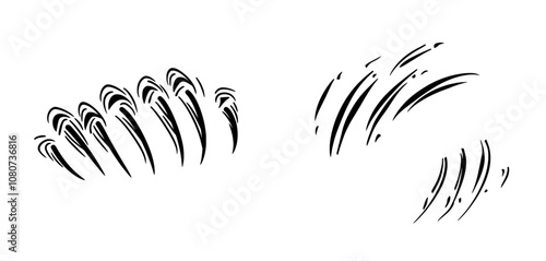 An animal monster mark with claws scratched on it. Halloween tattoo and decor element. Black modern silhouette.