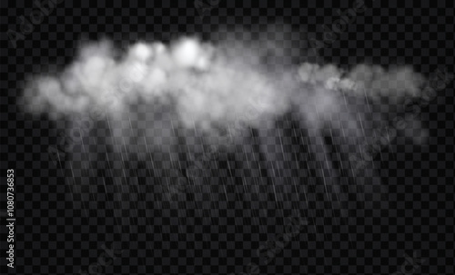 rainy clouds, torrential downpour rain,illustration on isolated background