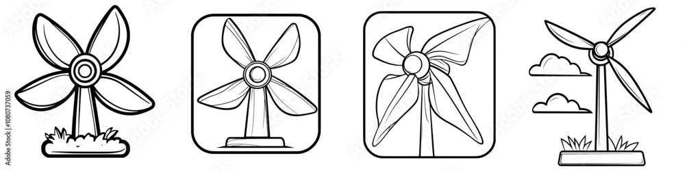 Fototapeta premium A pixel perfect, editable modern windmill icon as well as an energy icon and a farm line icon.