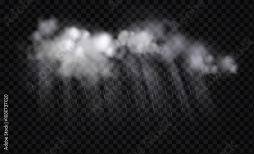 rainy clouds, torrential downpour rain,illustration on isolated background