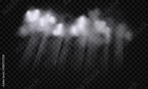 rainy clouds, torrential downpour rain,illustration on isolated background