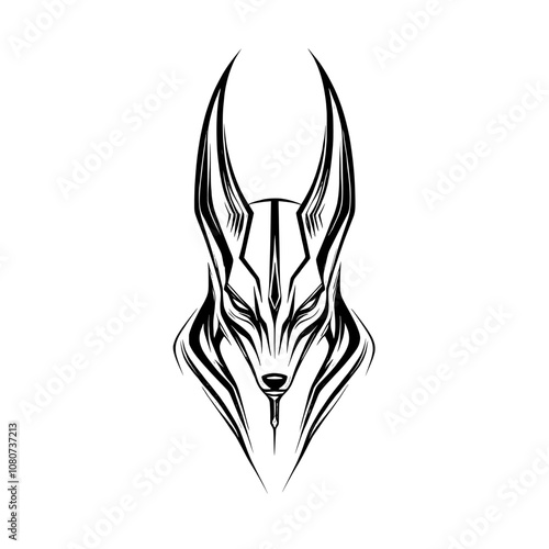 This modern illustration depicts Anubis, a jackal-headed god of the underworld in ancient Egyptian mythology.