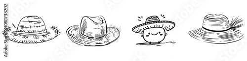 The modern sombrero hat illustration is hand drawn and isolated