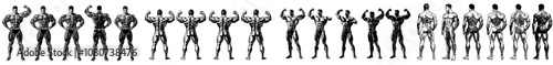 Set of modern silhouettes of boxers, isolated on white background.