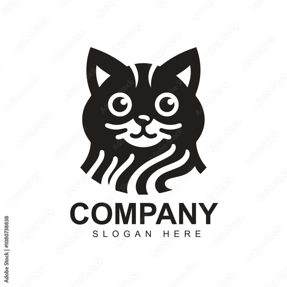 Obraz premium Black cat simple logo design