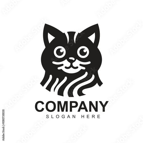 Black cat simple logo design