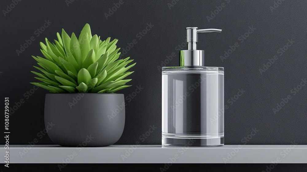 Modern Bathroom Shelf Soap Dispenser Succulent Plant Modern Bathroom Shelf Soap Dispenser Succulent Plant