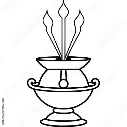 Incense Burner hand-drawn vector illustration Isolated white background.