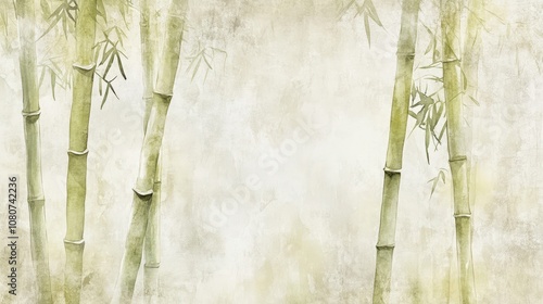 Fototapeta Naklejka Na Ścianę i Meble -  Minimalist bamboo over lightly textured background for wallpaper