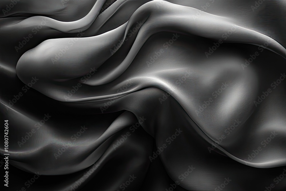 Abstract black fabric with wrinkles. The fabric has a wavy and smooth texture. Abstract black fabric with wrinkles. The fabric has a wavy and smooth texture.
