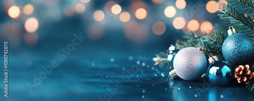 christmas background with decorations, banner. ai generated