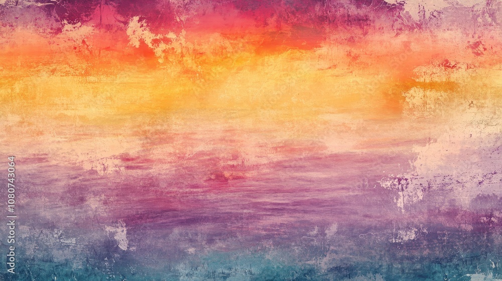 Fototapeta premium Dreamy sunset scene over splattered paint wallpaper backdrop