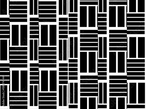 Seamless vector abstract geometric pattern. Woven textile fabric with black and white crossed straight lines. Background texture in a diagonal arrangement. Black and White Hypnotic Background.