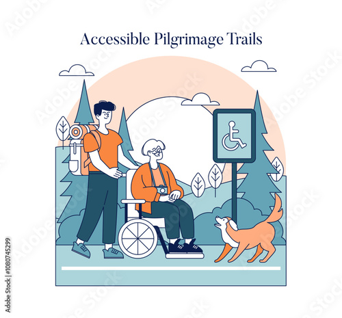 Pilgrimages. Flat Vector Illustration