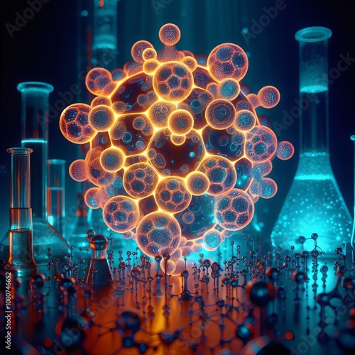 Chemiluminescence creating glowing patterns organic shapes