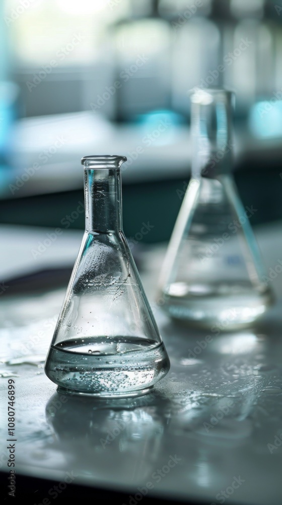 A teacher is demonstrating an experiment involving chemical bottles in a well equipped laboratory. A teacher is demonstrating an experiment involving chemical bottles in a well equipped laboratory.