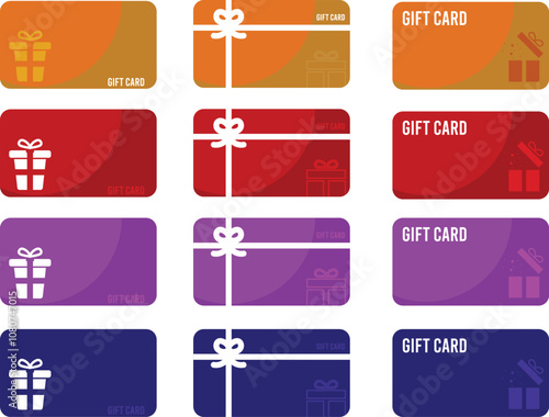 colorful Gift card icon. Present bonus card vector set. vector eps10