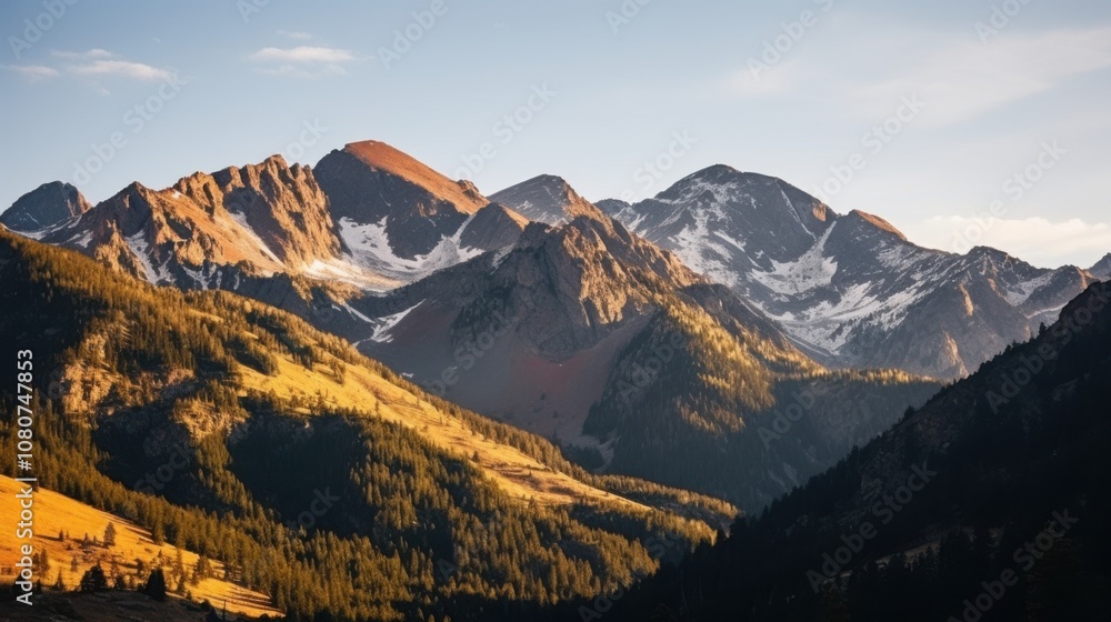 Majestic Mountain Peak Bathed in Golden Sunset Majestic Mountain Peak Bathed in Golden Sunset