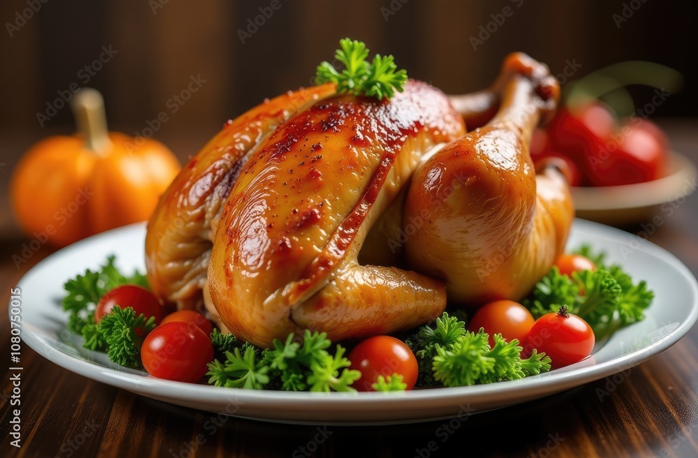 large turkey on a plate for Thanksgiving large turkey on a plate for Thanksgiving