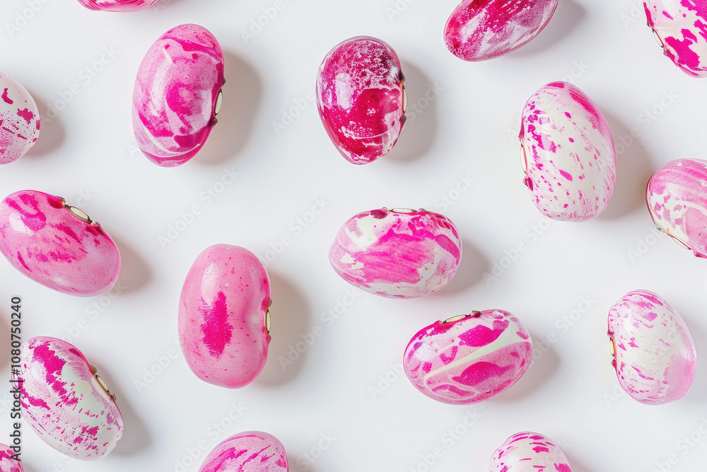 Bright Pink and White Marbled Easter Eggs on a Clean White Background for Festive Holiday Celebrations and Creative Design Inspiration Bright Pink and White Marbled Easter Eggs on a Clean White Background for Festive Holiday Celebrations and Creative Design Inspiration