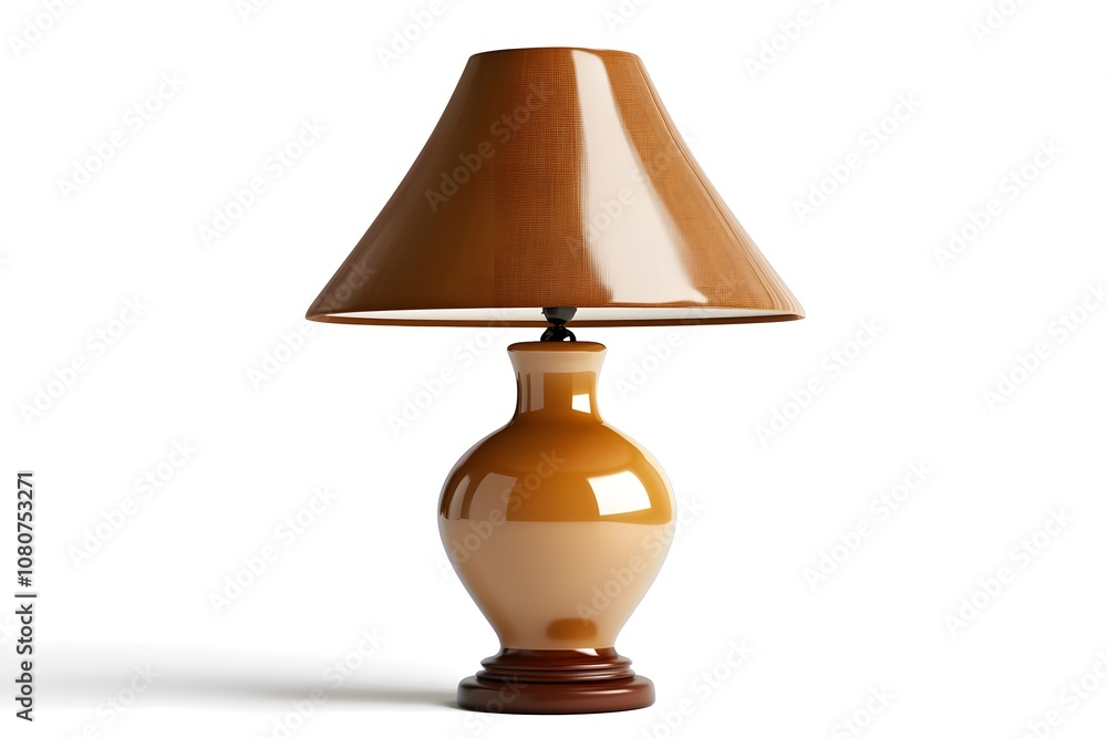 A stylish table lamp with a brown shade.