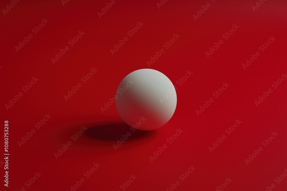 Minimalist white sphere on red background, smooth surface, soft shadow, vibrant color contrast Minimalist white sphere on red background, smooth surface, soft shadow, vibrant color contrast