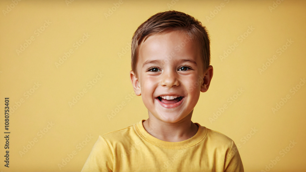 Happy Child Smiling on Plain Background Happy Child Smiling on Plain Background