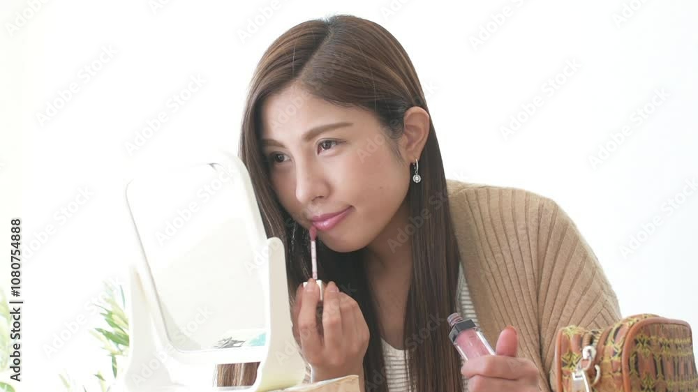 メイクをしている女性