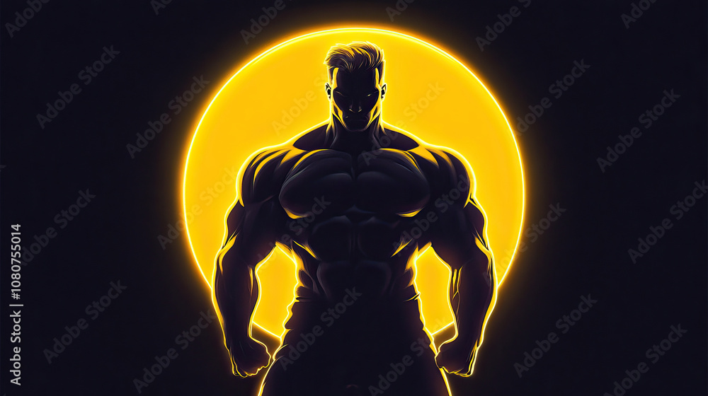 Fototapeta premium A Stunning and Powerful Silhouette of a Superhuman Hero Against a Bright Radiant Halo