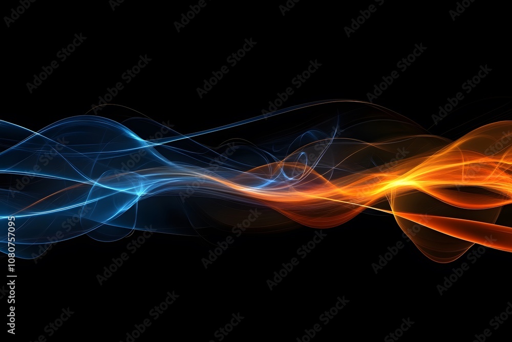 Abstract waves of blue and orange light. Abstract waves of blue and orange light.