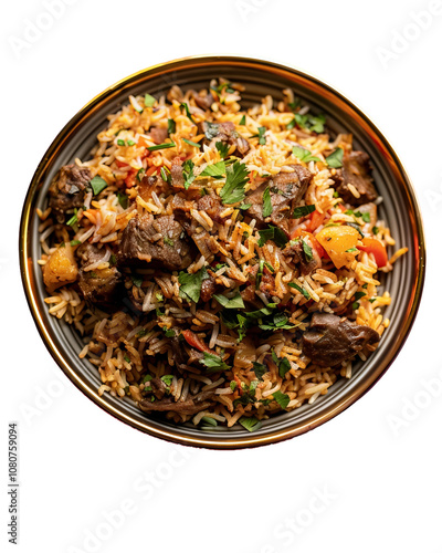 traditional moroccan rice and lamb meat