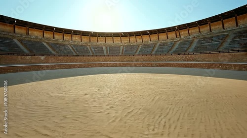 Empty Bullfighting Arena in Serene Spanish Setting