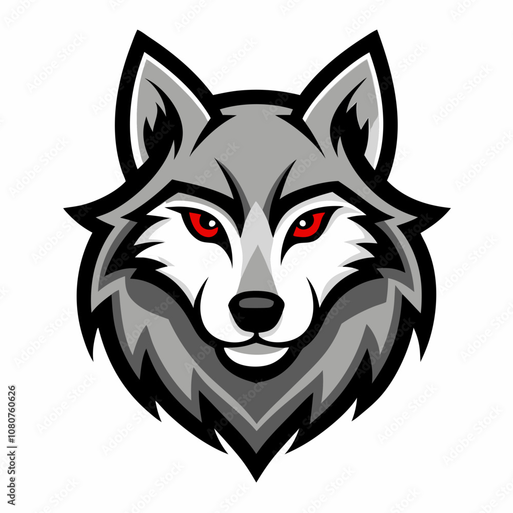 A Fierce Wolf Head Mascot Logo, vector illustration on White Background A Fierce Wolf Head Mascot Logo, vector illustration on White Background