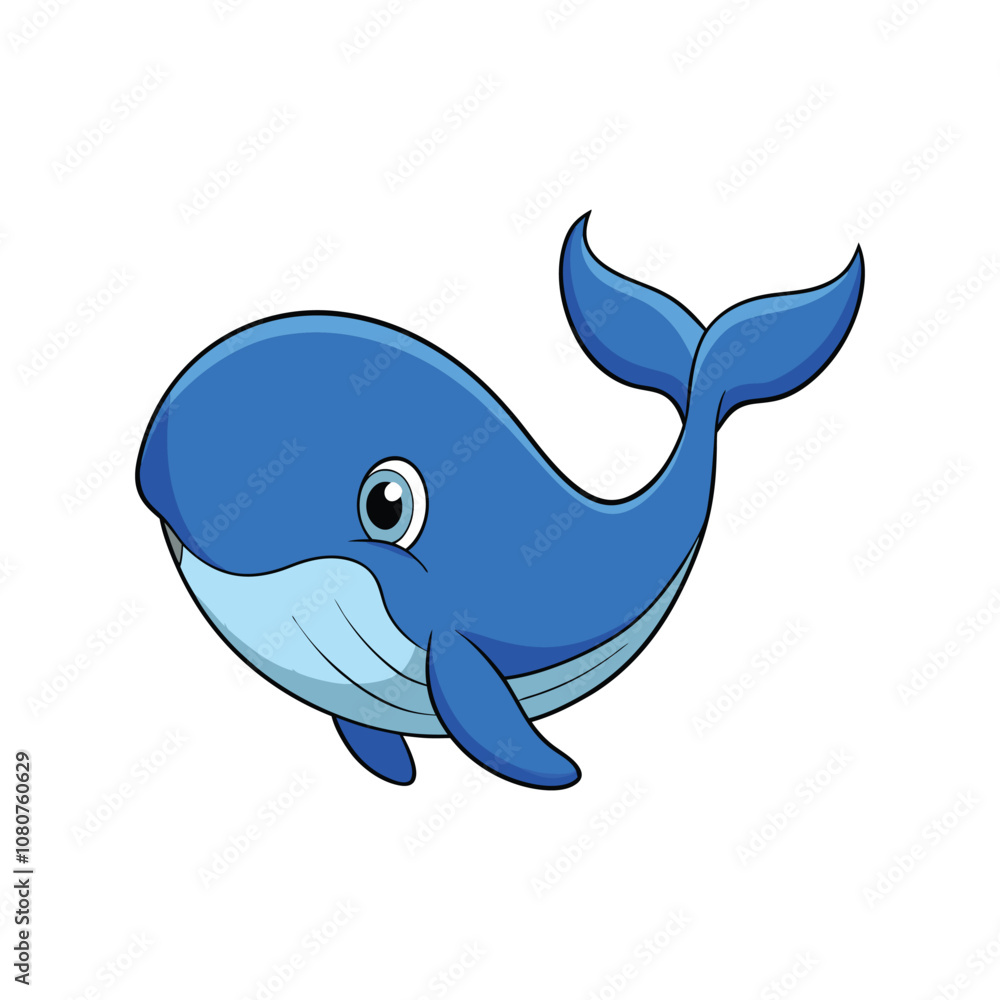 Obraz premium Whale Cute Small Cartoon Baby Whale Character