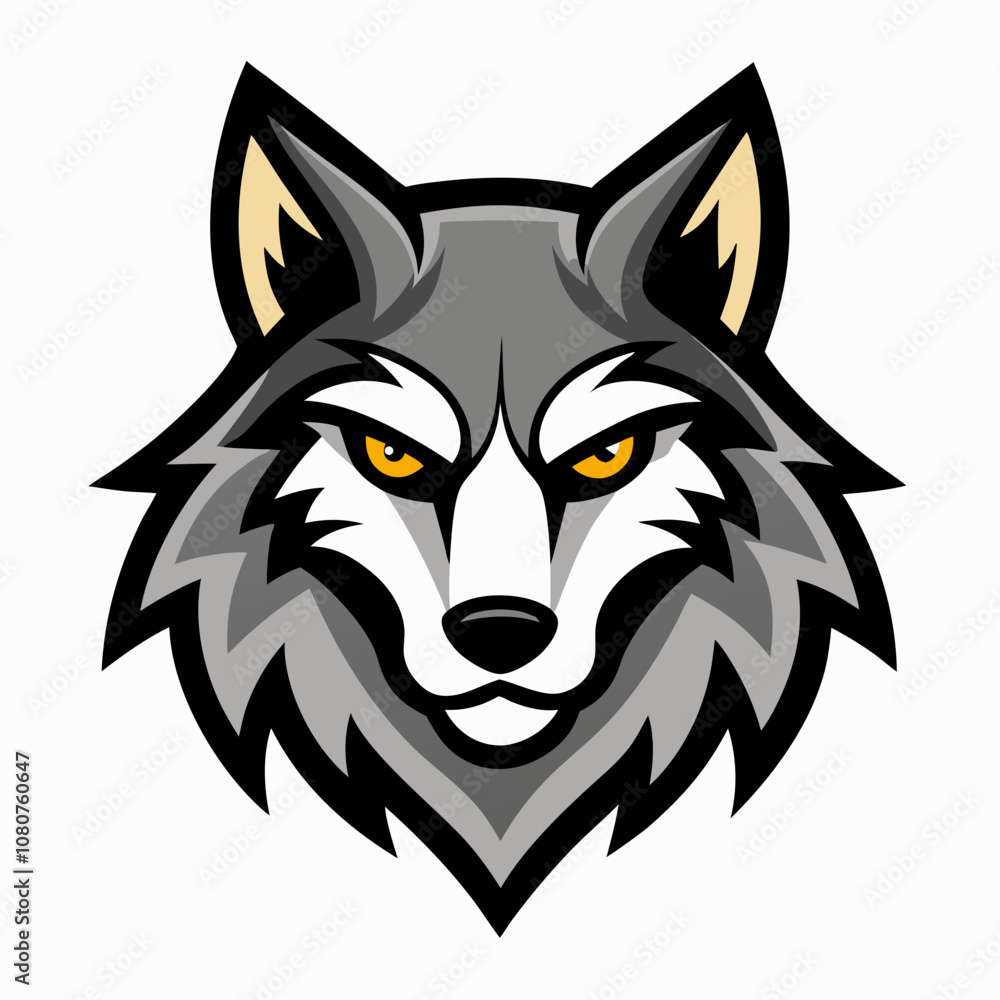 A Fierce Wolf Head Mascot Logo, vector illustration on White Background A Fierce Wolf Head Mascot Logo, vector illustration on White Background