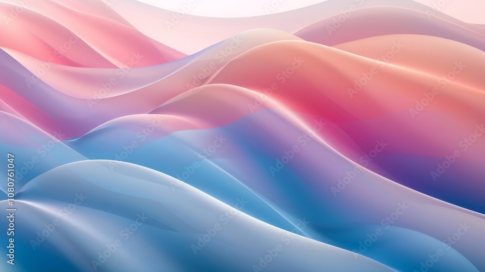 A mesmerizing abstract image featuring pastel waves in pink, blue, and peach tones, forming a tranquil and dreamy landscape. A mesmerizing abstract image featuring pastel waves in pink, blue, and peach tones, forming a tranquil and dreamy landscape.