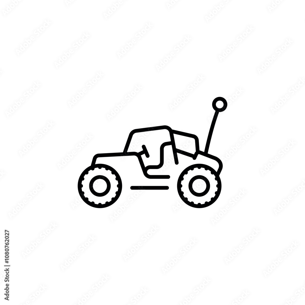 Radio-controlled car. Buggy toy linear icon. Thin line customizable illustration. Contour symbol. Vector isolated outline drawing. Editable stroke Radio-controlled car. Buggy toy linear icon. Thin line customizable illustration. Contour symbol. Vector isolated outline drawing. Editable stroke