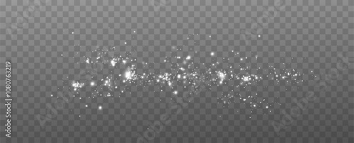 White light lights Dust.Christmas glowing light spark overlay.Light effect with glitter particles. Glowing bokeh lights background.