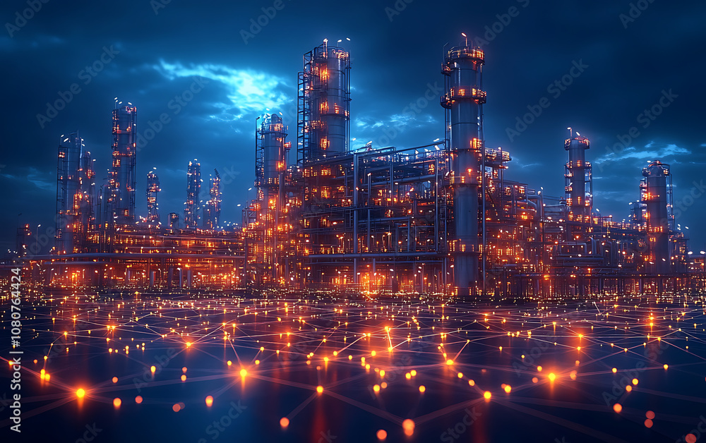 Low Poly Wireframe Oil Production Banner Low Poly Wireframe Oil Production Banner