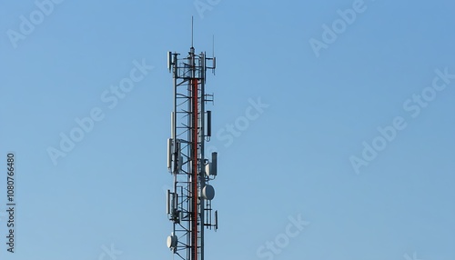 Modern telecom tower standing tall under clear sky