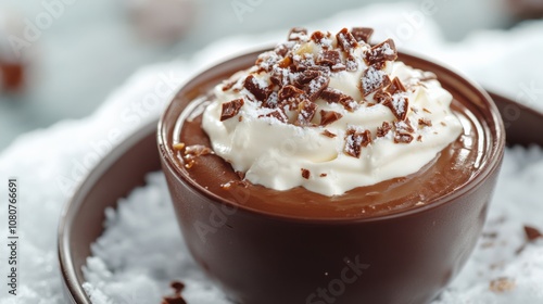 Decadent Chocolate Dessert with Cream and Toppings