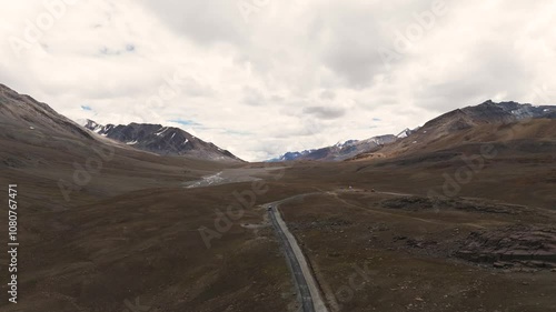 Aerial drone shot of Baralacha La Pass In himachal pradesh, Leh Ladakh.   photo